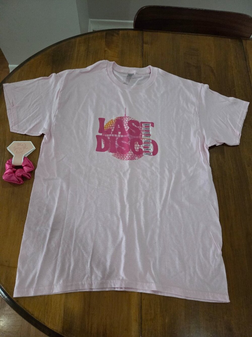 Bachelorette set of Last Disco T-Shirt and Tying the Knot Scrunchie